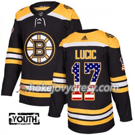 Dětské Hokejový Dres Boston Bruins Milan Lucic 17 2017-2018 USA Flag Fashion Černá Adidas Authentic